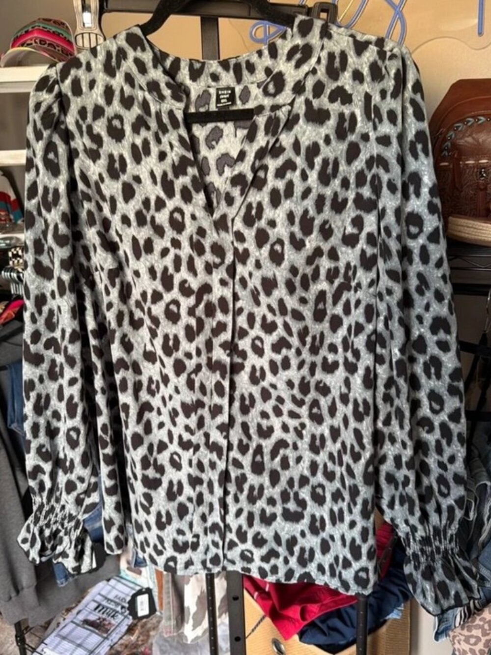 Leopard Print Long Sleeve Blouse